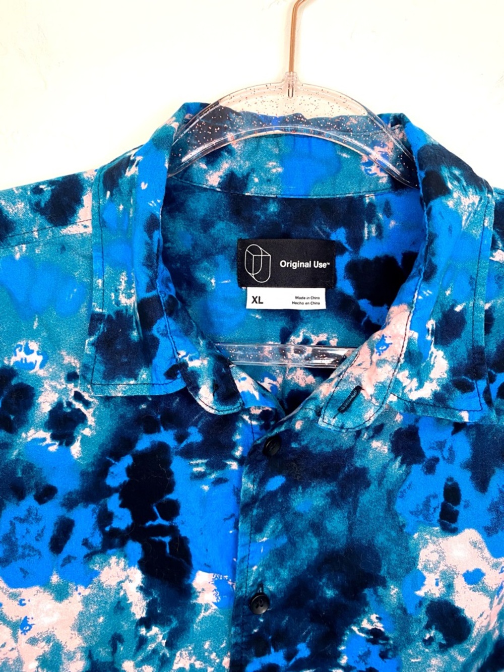 Original Boundaries XL Dark Tie-Dye Button-Down Men's Shirt Hawaiian Shirt - Picture 3 of 4